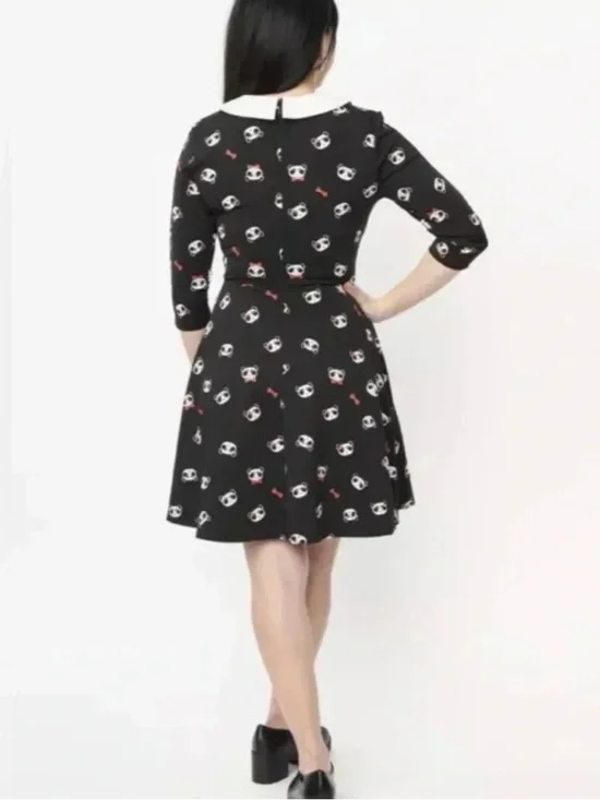 Unique Vintage Panda Retro Pinup Rockabilly Fit Flare Black Bow Dress 3X 20 - Picture 7 of 15